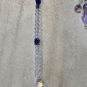 Elegant Blue and Silver Beaded Suncatcher
